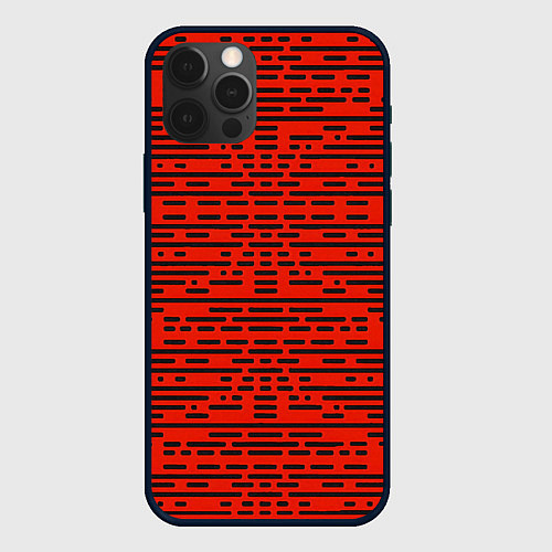 Чехол iPhone 12 Pro Чёрные полосы на красном фоне / 3D-Черный – фото 1