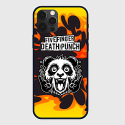 Чехол для iPhone 12 Pro Five Finger Death Punch рок панда и огонь, цвет: 3D-черный