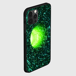 Чехол для iPhone 12 Pro Червоточина - зеленый водоворот со свечением, цвет: 3D-черный — фото 2