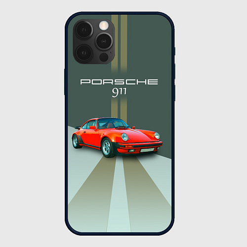 Чехол iPhone 12 Pro Porsche спортивный немецкий автомобиль / 3D-Черный – фото 1