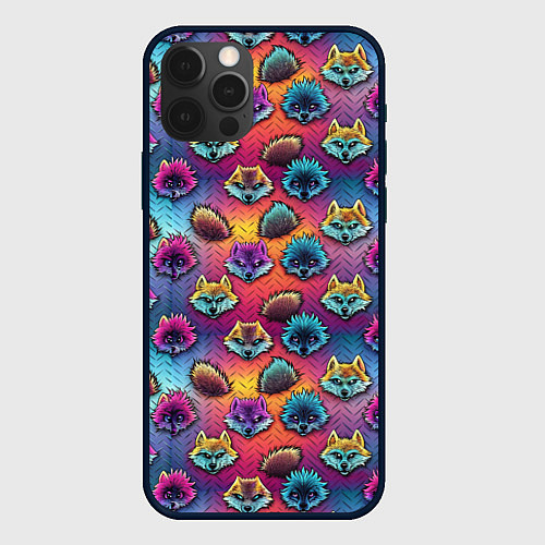 Чехол iPhone 12 Pro Furry color anime faces / 3D-Черный – фото 1