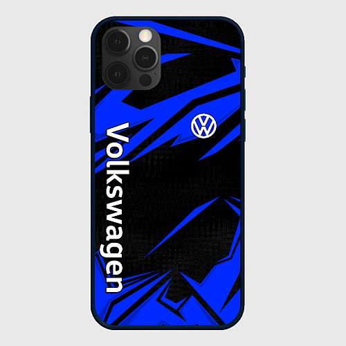 Чехол iPhone 12 Pro Volkswagen - blue stripes / 3D-Черный – фото 1