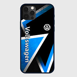 Чехол iPhone 12 Pro Volkswagen - бело-синий треугольник