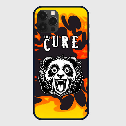 Чехол iPhone 12 Pro The Cure рок панда и огонь / 3D-Черный – фото 1