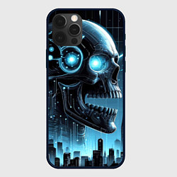 Чехол iPhone 12 Pro Cyberpunk skull - metropolis neon glow