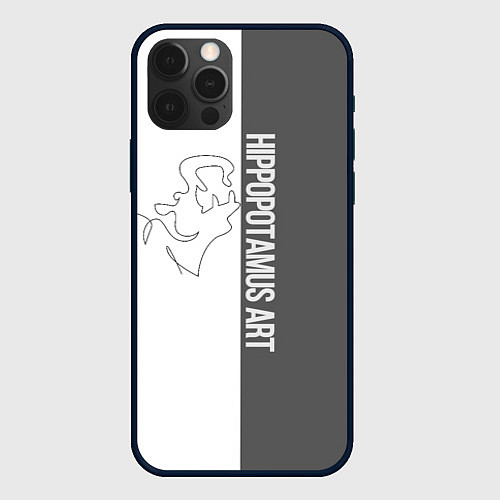 Чехол iPhone 12 Pro Hippopotamus art / 3D-Черный – фото 1