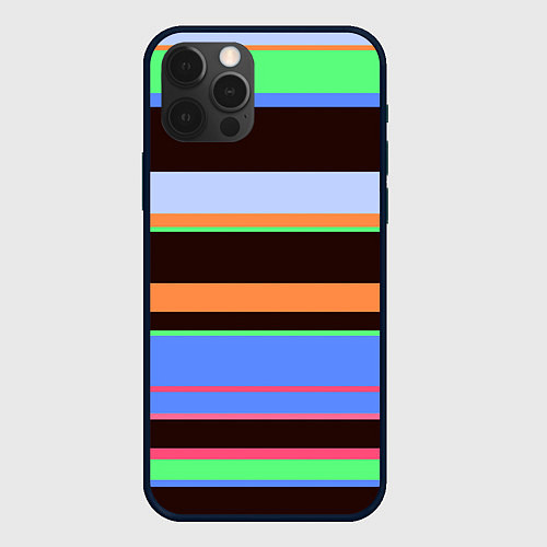 Чехол iPhone 12 Pro Разноцветный полосатый / 3D-Черный – фото 1