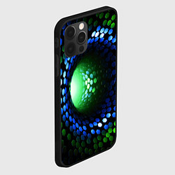 Чехол для iPhone 12 Pro Червоточина - гексагональные чешуйки со свечением, цвет: 3D-черный — фото 2