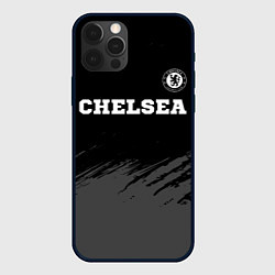 Чехол для iPhone 12 Pro Chelsea sport на темном фоне посередине, цвет: 3D-черный