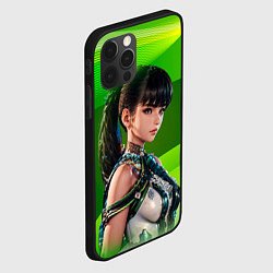 Чехол для iPhone 12 Pro Stellar Blade Eve зеленый абстракт, цвет: 3D-черный — фото 2