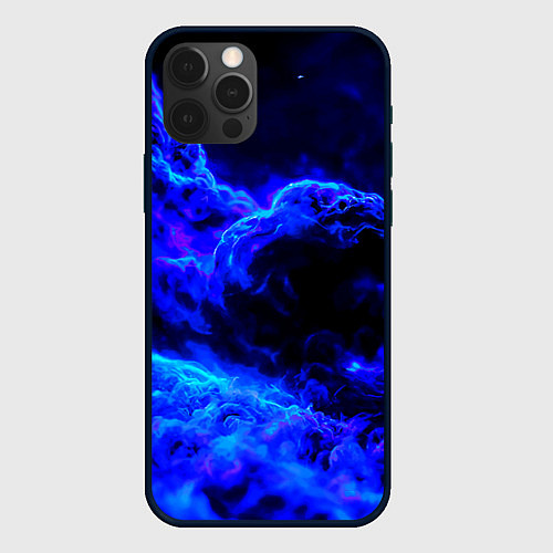 Чехол iPhone 12 Pro Синий густой дым - inferno blue / 3D-Черный – фото 1