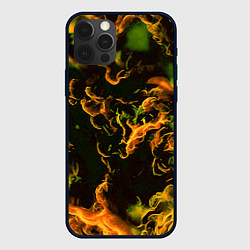 Чехол для iPhone 12 Pro Жёлтое огненное пламя инферно - inferno yellow, цвет: 3D-черный