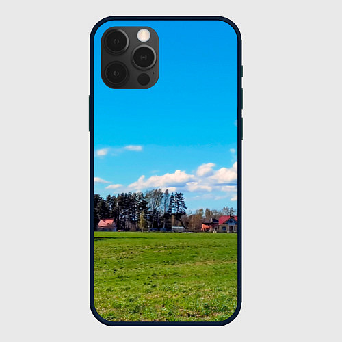Чехол iPhone 12 Pro Пригородный пейзаж / 3D-Черный – фото 1