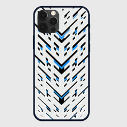 Чехол iPhone 12 Pro Black and blue stripes on a white background