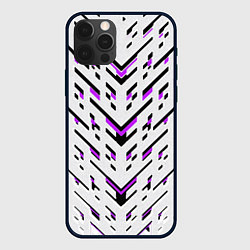 Чехол iPhone 12 Pro Black and purple stripes on a white background