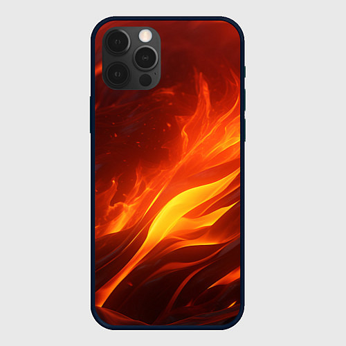 Чехол iPhone 12 Pro Яркие языки пламени / 3D-Черный – фото 1
