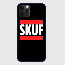 Чехол для iPhone 12 Pro Skuf красные линии, цвет: 3D-черный