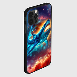 Чехол для iPhone 12 Pro Космическая неоновая акула - нейросеть, цвет: 3D-черный — фото 2