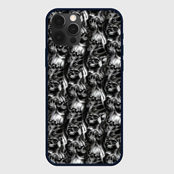 Чехол для iPhone 12 Pro Smoke skulls, цвет: 3D-черный