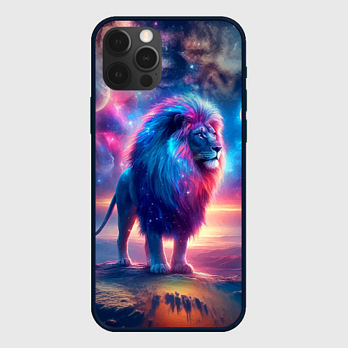 Чехол iPhone 12 Pro Space lion - ai art fantasy / 3D-Черный – фото 1