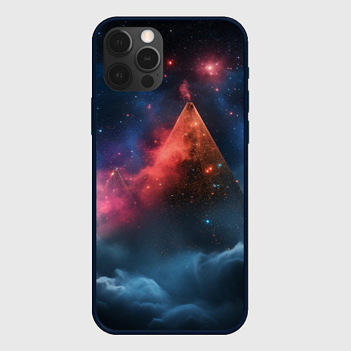 Чехол iPhone 12 Pro Космическая абстракция пирамида / 3D-Черный – фото 1