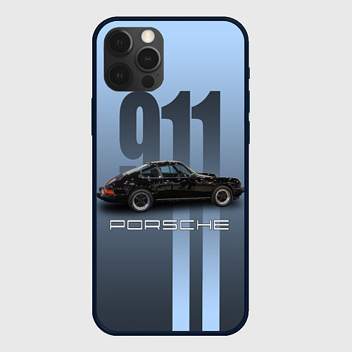 Чехол iPhone 12 Pro Винтажный автомобиль Porsche / 3D-Черный – фото 1