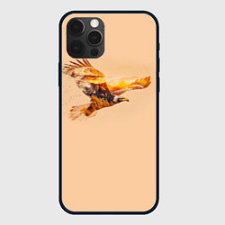 Чехол для iPhone 12 Pro Летящий орел и пейзаж на закате, цвет: 3D-черный