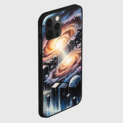 Чехол для iPhone 12 Pro Слияние двух галактик - неоновое свечение, цвет: 3D-черный — фото 2