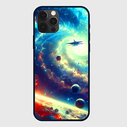 Чехол для iPhone 12 Pro Полёт к далёкой галактике - нейросеть, цвет: 3D-черный