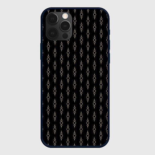 Чехол iPhone 12 Pro Чёрный горошки-цепочки / 3D-Черный – фото 1
