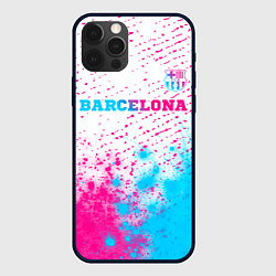 Чехол для iPhone 12 Pro Barcelona neon gradient style посередине, цвет: 3D-черный