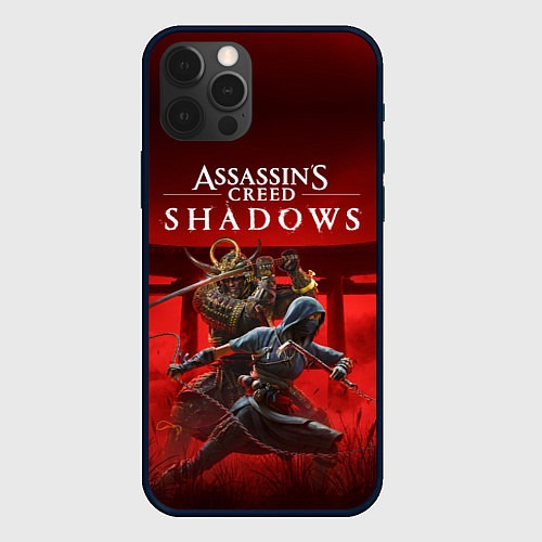 Чехол iPhone 12 Pro Персонажи Assassins creed shadows / 3D-Черный – фото 1