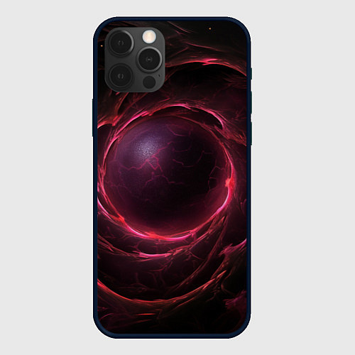 Чехол iPhone 12 Pro Темный магический фон с круглым порталом / 3D-Черный – фото 1