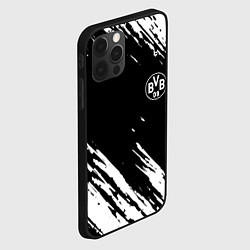 Чехол для iPhone 12 Pro Borussia краски белые на чёрном, цвет: 3D-черный — фото 2