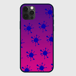 Чехол для iPhone 12 Pro Синие кляксы на градиенте, цвет: 3D-черный
