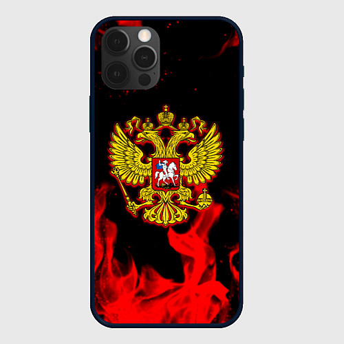 Чехол iPhone 12 Pro Герб России возрождение империи / 3D-Черный – фото 1