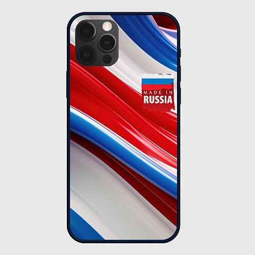 Чехол iPhone 12 Pro Герб России на абстрактном фоне / 3D-Черный – фото 1