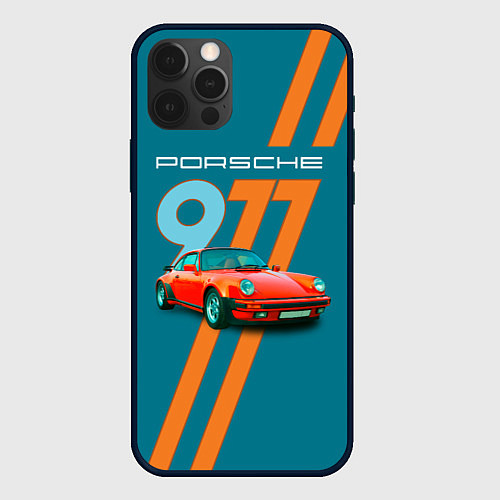 Чехол iPhone 12 Pro Porsche 911 немецкий спорткар / 3D-Черный – фото 1