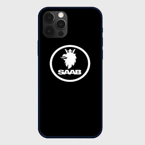 Чехол iPhone 12 Pro Saab avto logo / 3D-Черный – фото 1