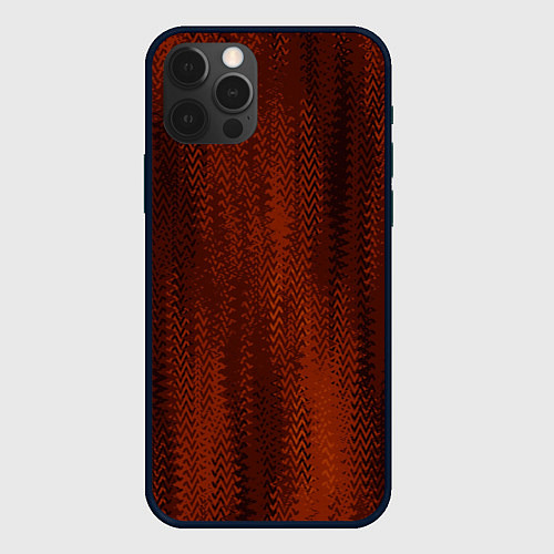 Чехол iPhone 12 Pro Ярко-коричневый волнистыми линиями / 3D-Черный – фото 1
