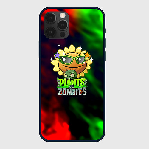 Чехол iPhone 12 Pro Plants vs zombies огненный градиент / 3D-Черный – фото 1