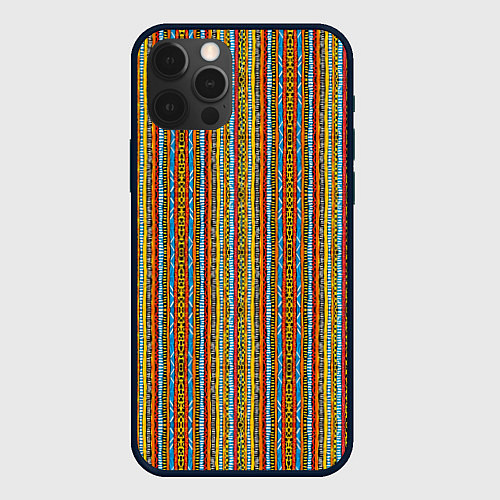Чехол iPhone 12 Pro Полосы в африканском стиле / 3D-Черный – фото 1