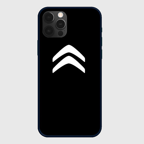 Чехол iPhone 12 Pro Citroen white logo / 3D-Черный – фото 1