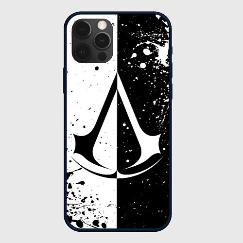 Чехол iPhone 12 Pro Assasins Creed - black and white / 3D-Черный – фото 1