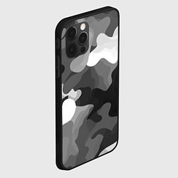 Чехол для iPhone 12 Pro Камуфляж серый монохром, цвет: 3D-черный — фото 2