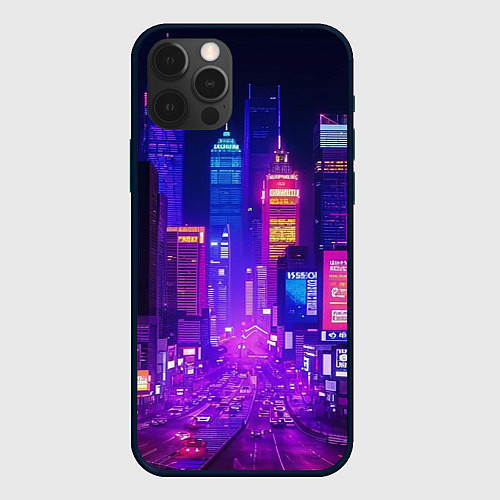 Чехол iPhone 12 Pro Город ночью / 3D-Черный – фото 1