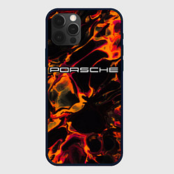 Чехол для iPhone 12 Pro Porsche red lava, цвет: 3D-черный