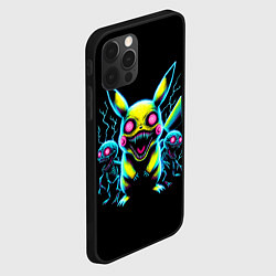 Чехол для iPhone 12 Pro Pikachu and skeletons - neon glow ai art, цвет: 3D-черный — фото 2