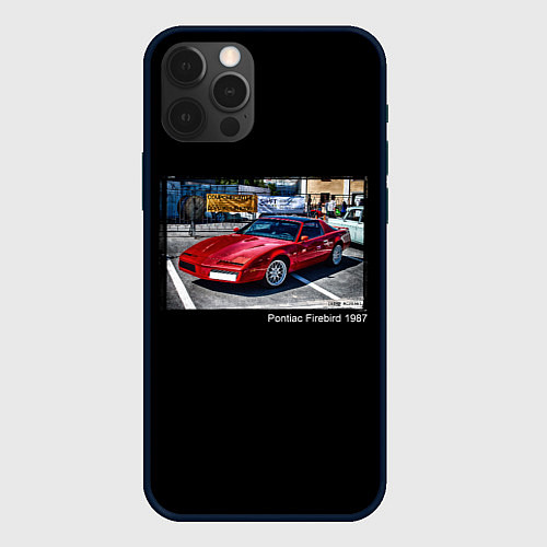 Чехол iPhone 12 Pro Ретро автомобиль Pontiac Firebird 1987 года / 3D-Черный – фото 1