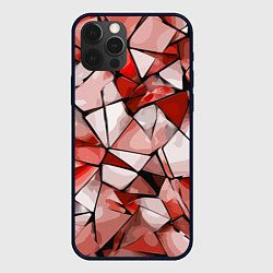 Чехол iPhone 12 Pro Чёрно-красная абстракция и чёрные полосы